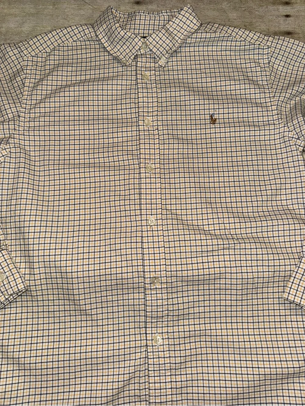 Ralph Lauren Boys Button-Down Checked Shirt in White, Blue and Tan